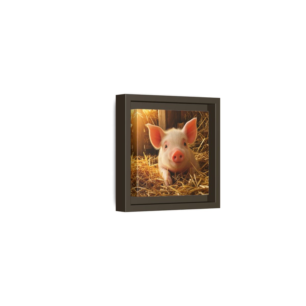 Side Mockup 23. Animals Piglet Cute Piglet shown as stretched canvas wall art