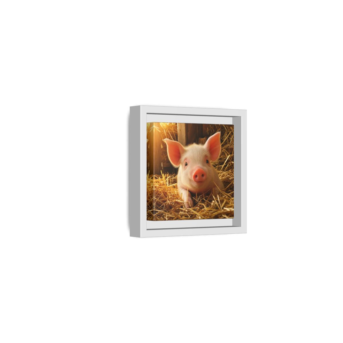 Side Mockup 22. Animals Piglet Cute Piglet shown as stretched canvas wall art