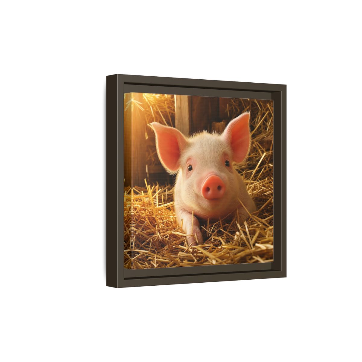 Side Mockup 20. Animals Piglet Cute Piglet shown as stretched canvas wall art