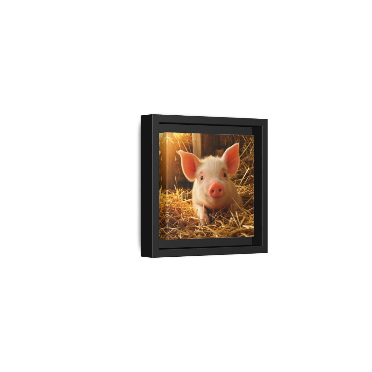 Side Mockup 24. Animals Piglet Cute Piglet shown as stretched canvas wall art