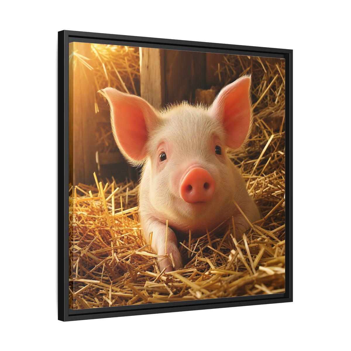 Side Mockup 31. Animals Piglet Cute Piglet shown as stretched canvas wall art