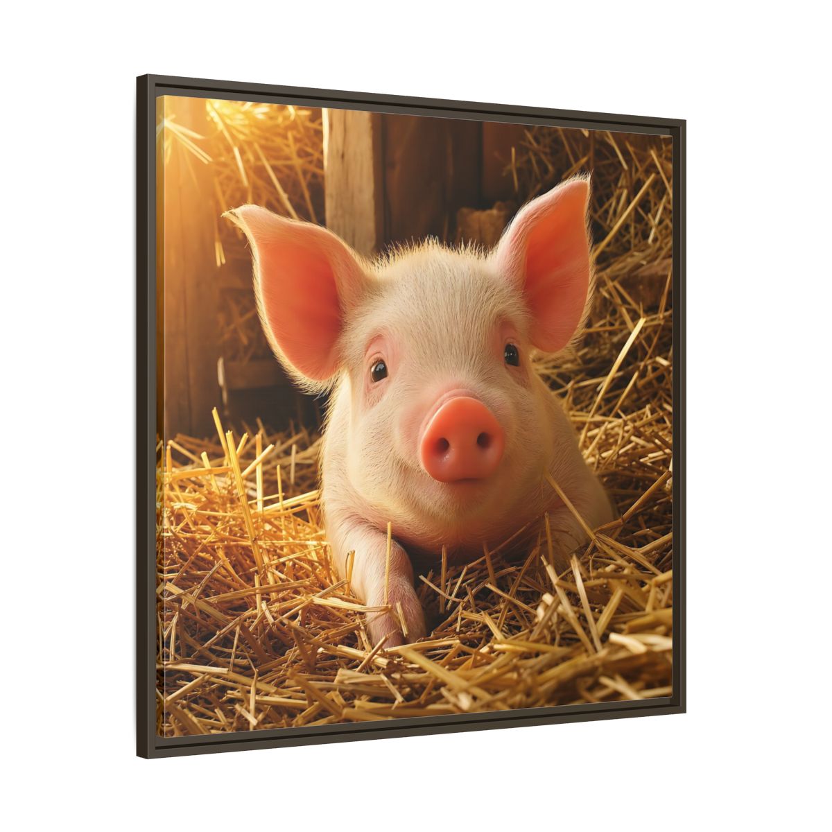 Main Mockup. Animals Piglet Cute Piglet shown as stretched canvas wall art