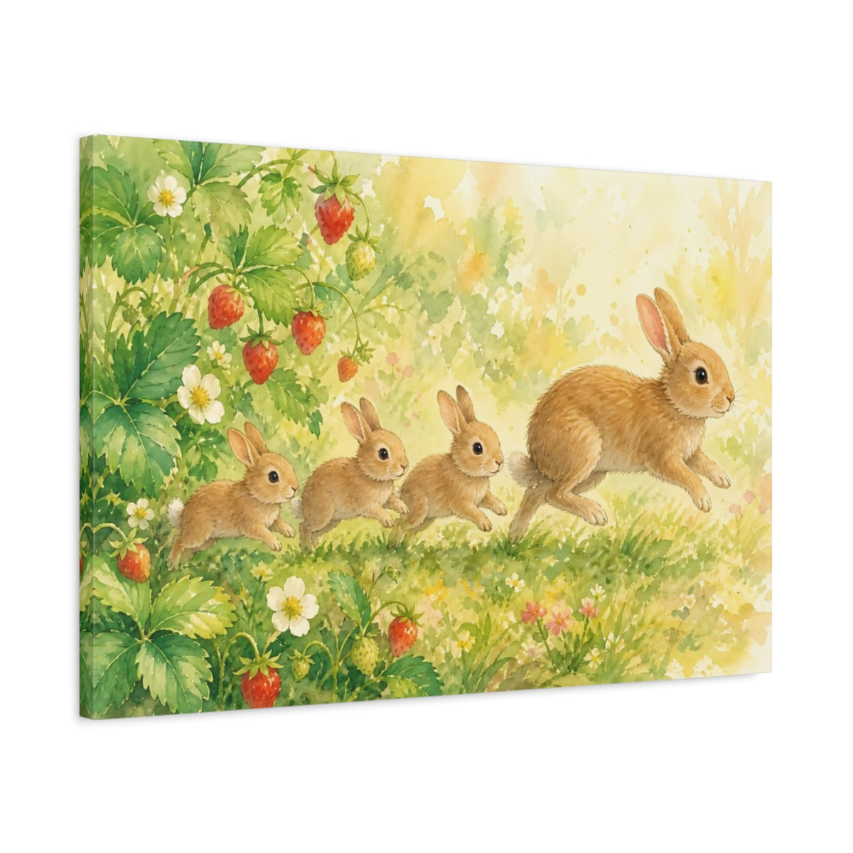Side Mockup 2. Animals Rabbits Brown Rabbit shown as canvas print