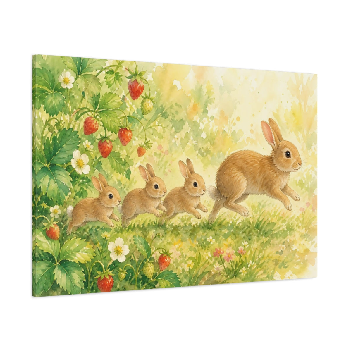 Side Mockup 1. Animals Rabbits Brown Rabbit shown as canvas print
