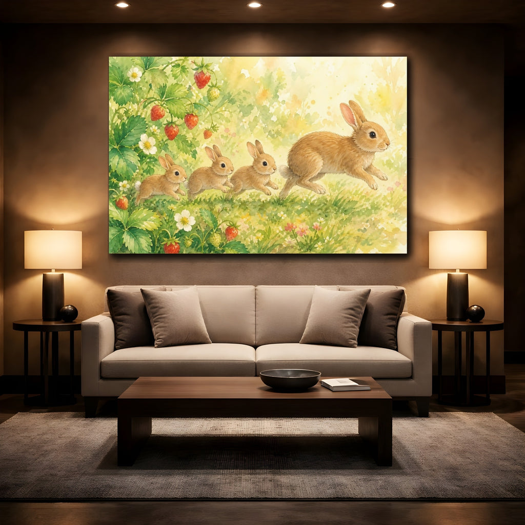 Mockup 2. Animals Rabbits Brown Rabbit shown as canvas print