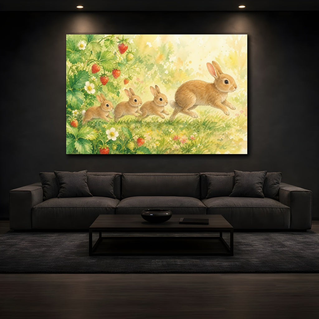 Mockup 3. Animals Rabbits Brown Rabbit shown as canvas print