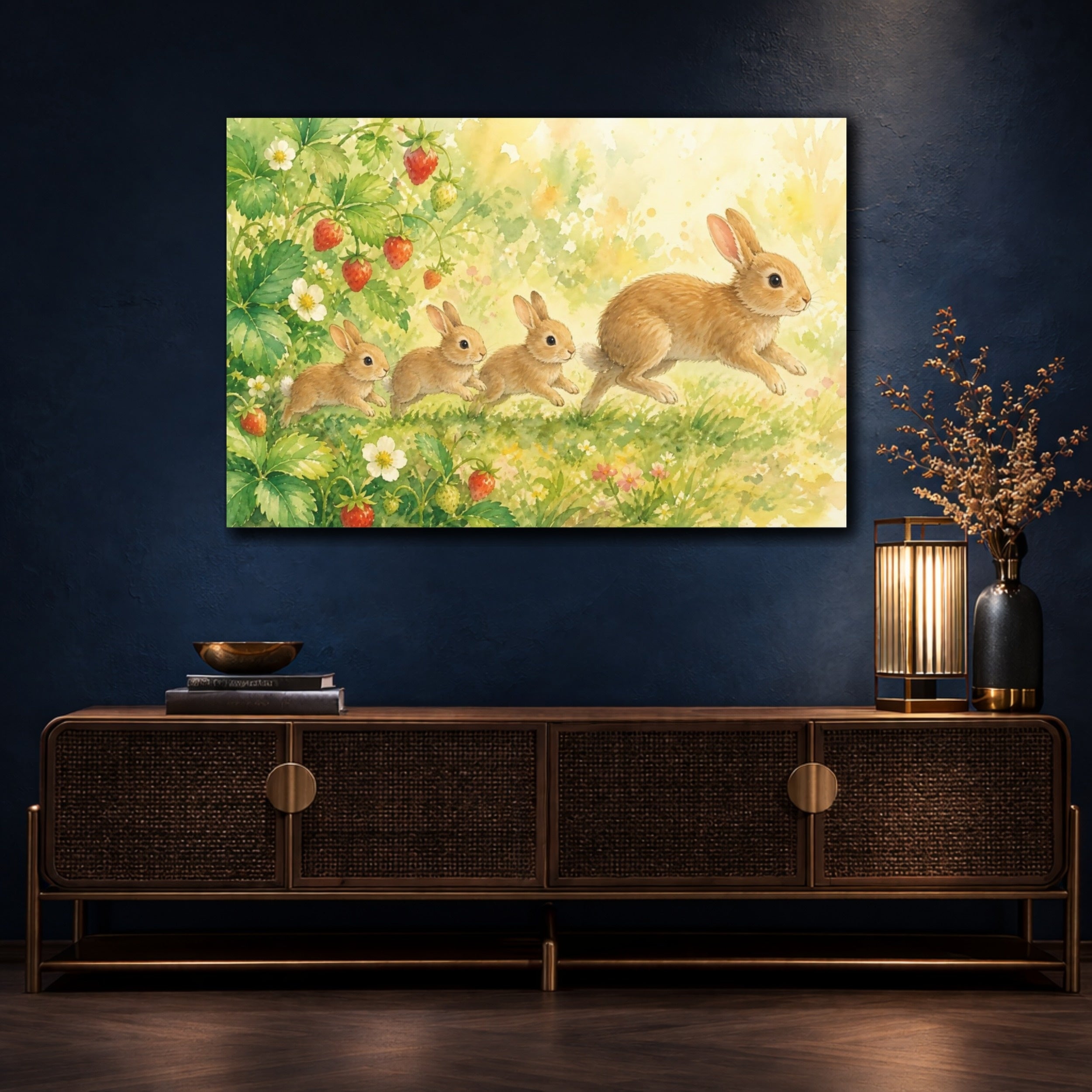 Mockup 4. Animals Rabbits Brown Rabbit shown as canvas print