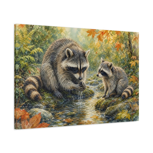 Main Mockup. Animals Raccoons Raccoon Woodland shown as canvas print