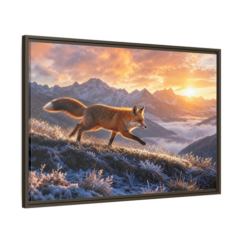 Main Mockup. Animals Red Fox Red Fox Sunset shown as stretched canvas wall art