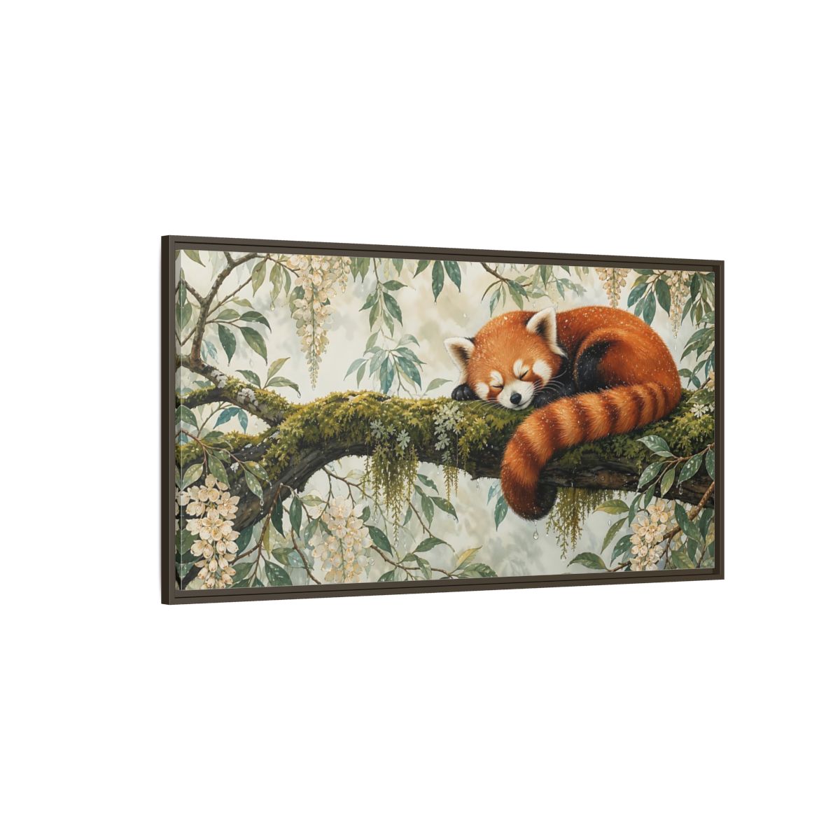 Side Mockup 4. Animals Red Panda Sleeping Red Panda shown as stretched canvas wall art