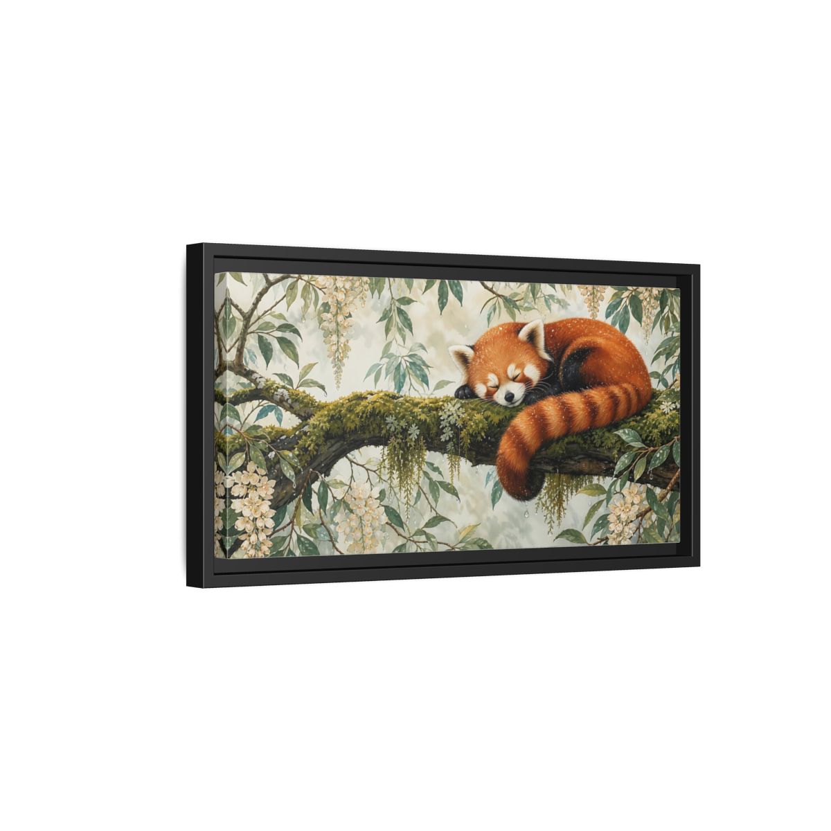 Side Mockup 8. Animals Red Panda Sleeping Red Panda shown as stretched canvas wall art