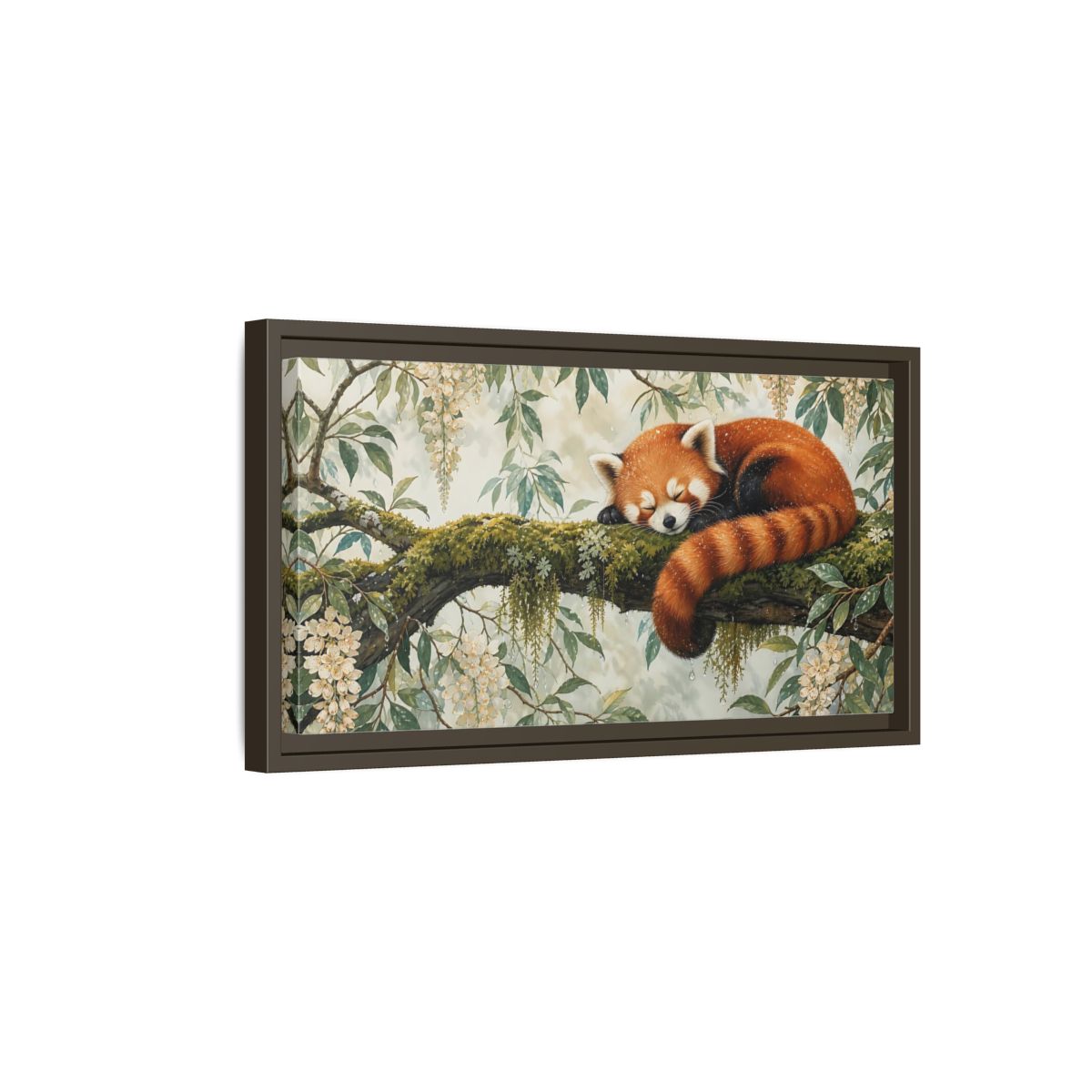 Side Mockup 7. Animals Red Panda Sleeping Red Panda shown as stretched canvas wall art