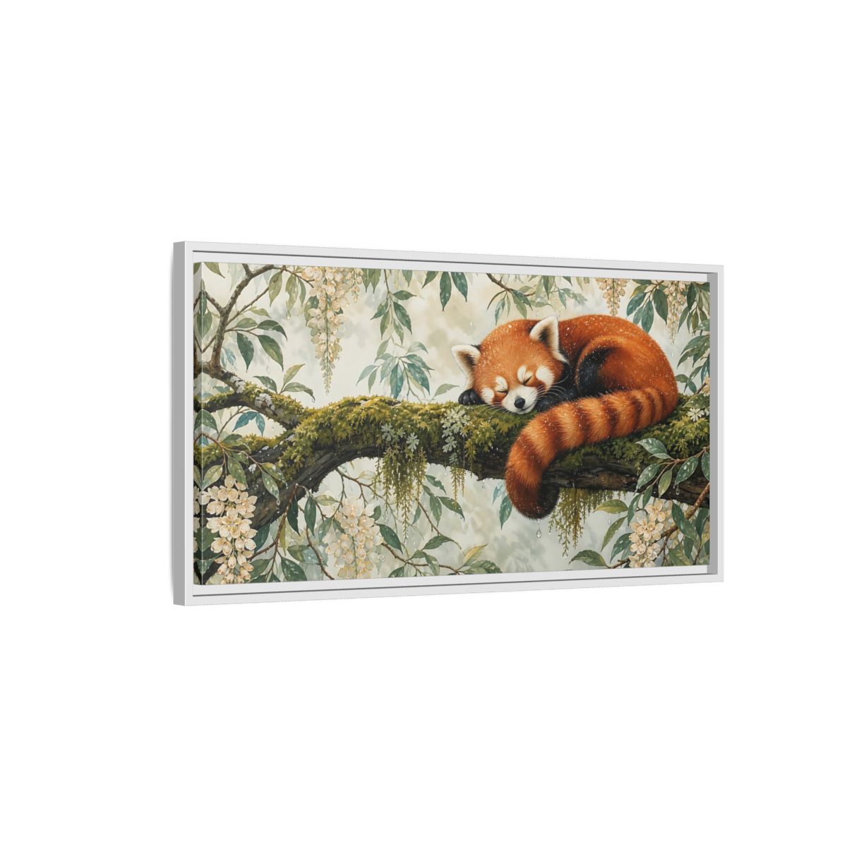 Side Mockup 1. Animals Red Panda Sleeping Red Panda shown as stretched canvas wall art
