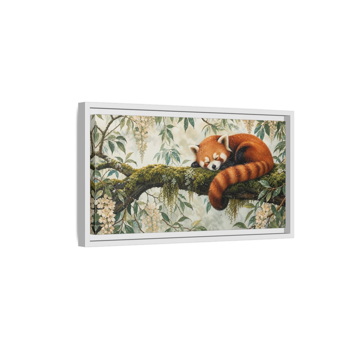 Side Mockup 6. Animals Red Panda Sleeping Red Panda shown as stretched canvas wall art