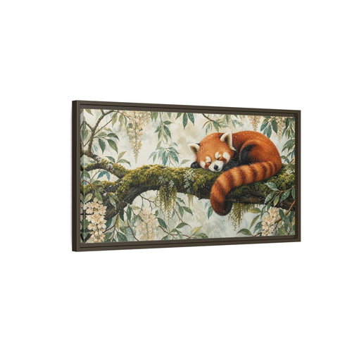Main Mockup. Animals Red Panda Sleeping Red Panda shown as stretched canvas wall art