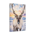 Side Mockup 4. Animals Reindeer Colorful Reindeer shown as stretched canvas wall art
