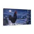 Side Mockup 3. Animals Rooster Black Rooster Winter shown as stretched canvas wall art