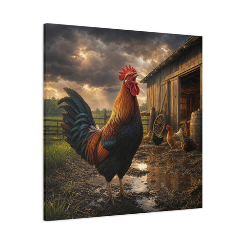 Main Mockup. Animals Rooster Rooster Farm shown as stretched canvas wall art