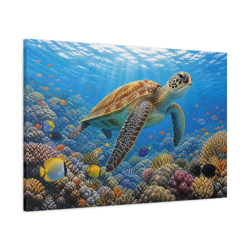 Main Mockup. Animals Sea Turtle Colorful Ocean shown as canvas print