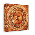 Side Mockup 2. Animals Sleeping Fox Orange Autumn shown as stretched canvas wall art