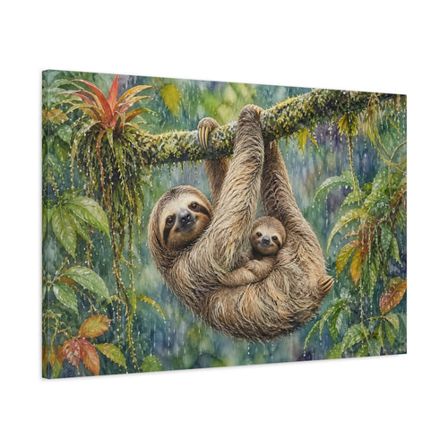 Main Mockup. Animals Sloths Brown Sloth shown as stretched canvas wall art