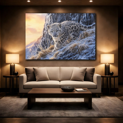 Mockup 2. Animals Snow Leopard Snow Leopard Winter shown as canvas print