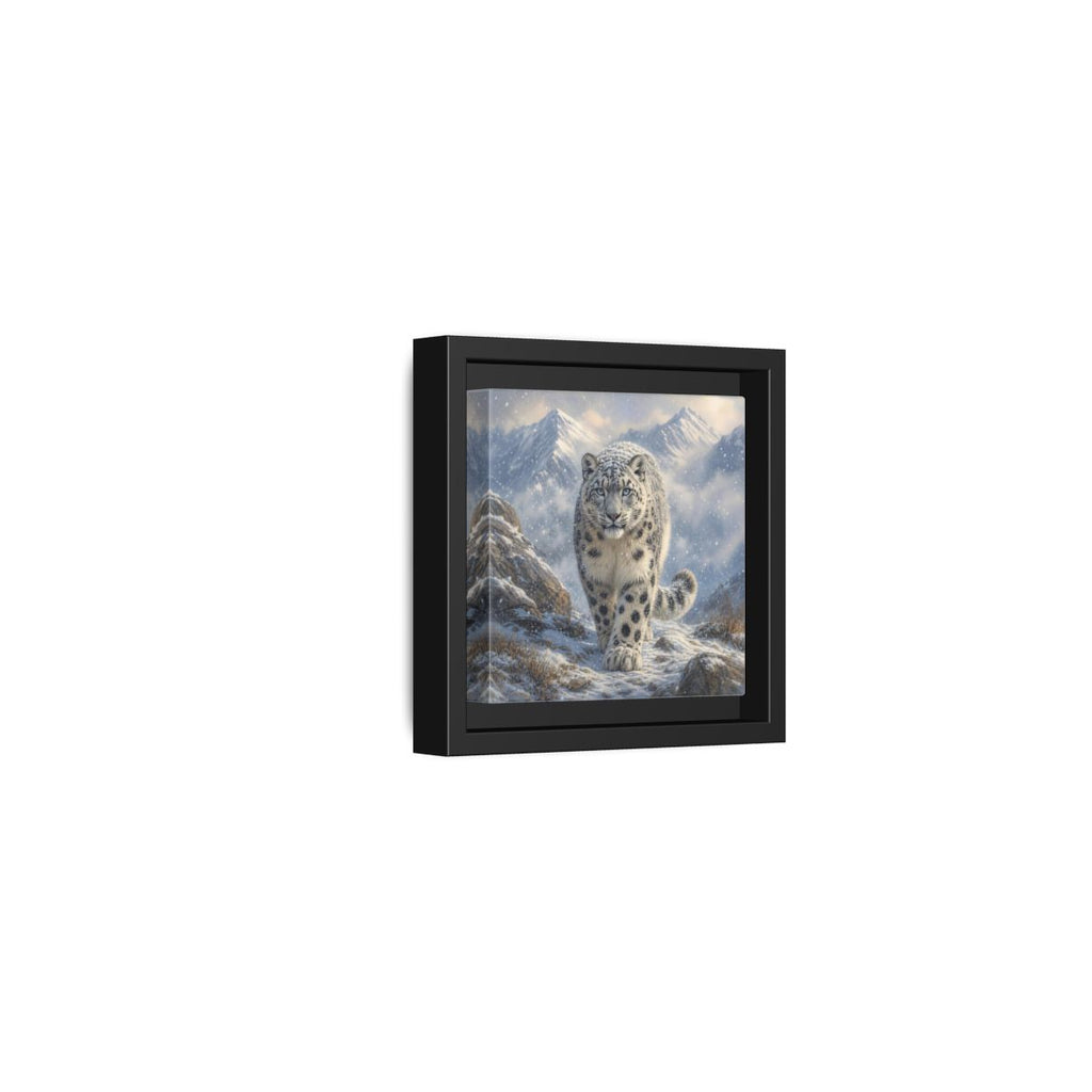 Side Mockup 24. Animals Snow Leopard Snow Leopard Winter shown as stretched canvas wall art