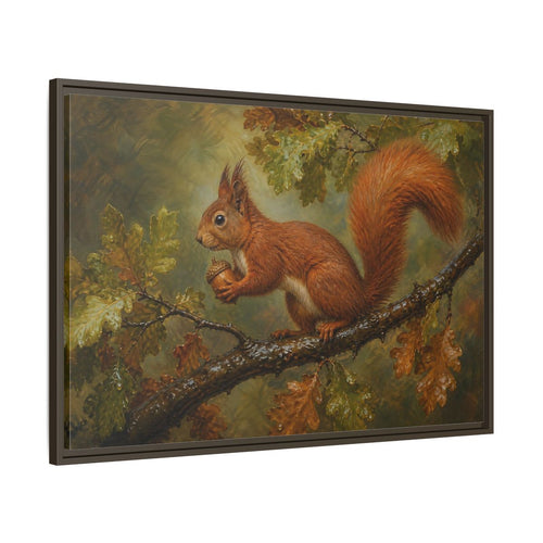 Main Mockup. Animals Squirrel Red Squirrel And Green shown as stretched canvas wall art