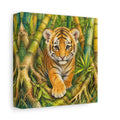 Side Mockup 2. Animals Tiger Cub Tiger Cub Green shown as stretched canvas wall art