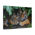 Side Mockup 4. Animals Tiger Family Tiger Family shown as stretched canvas wall art