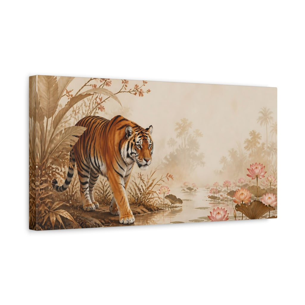 Side Mockup 3. Animals Tiger Tiger Jungle shown as stretched canvas wall art