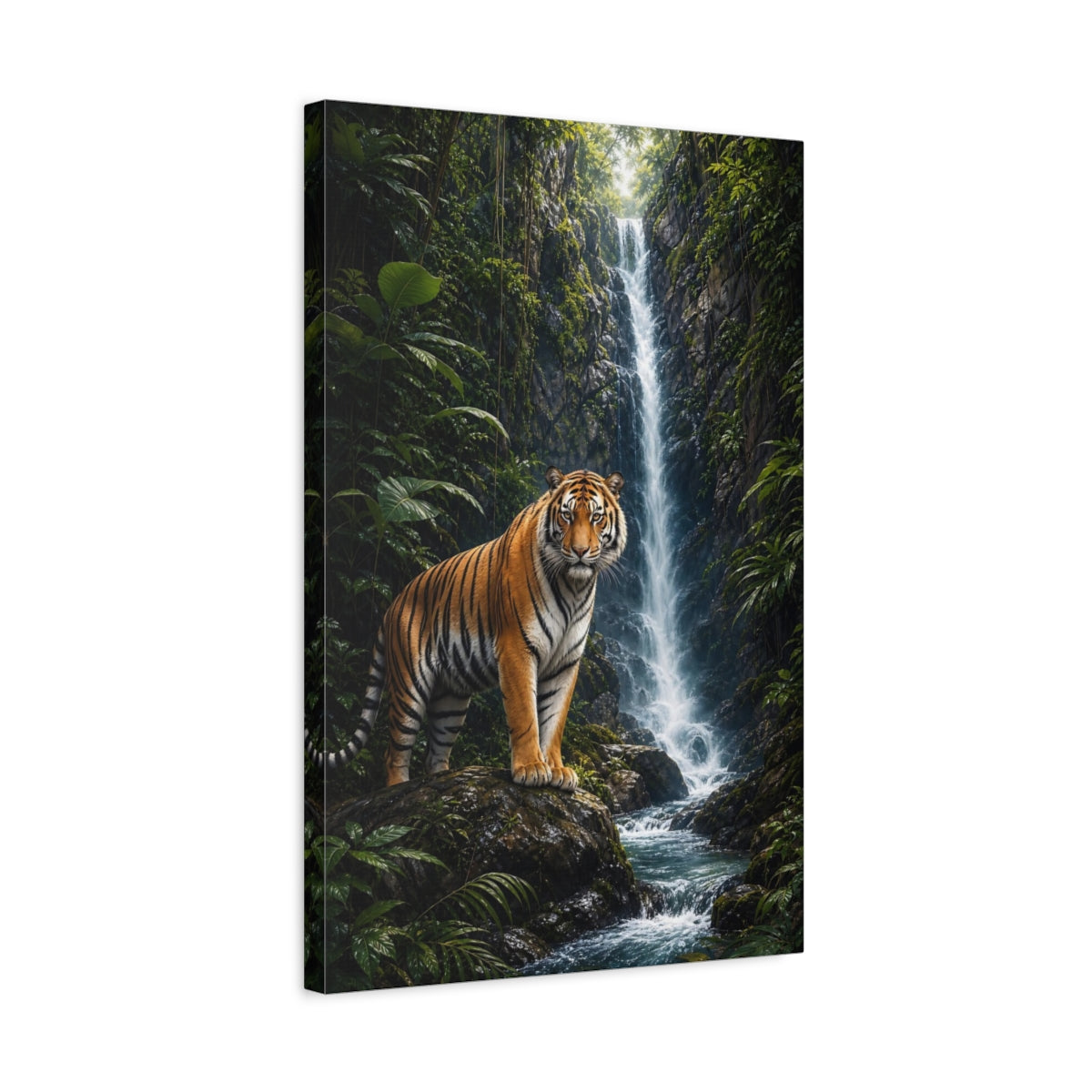 Side Mockup 3. Animals Tiger Jungle Tiger shown as stretched canvas wall art