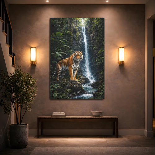 Mockup 2. Animals Tiger Jungle Tiger shown as stretched canvas wall art