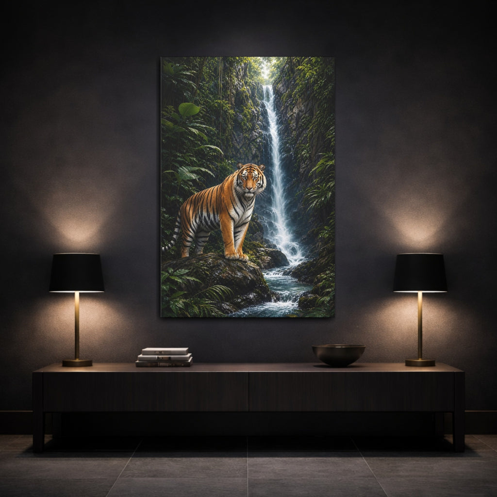 Mockup 3. Animals Tiger Jungle Tiger shown as stretched canvas wall art