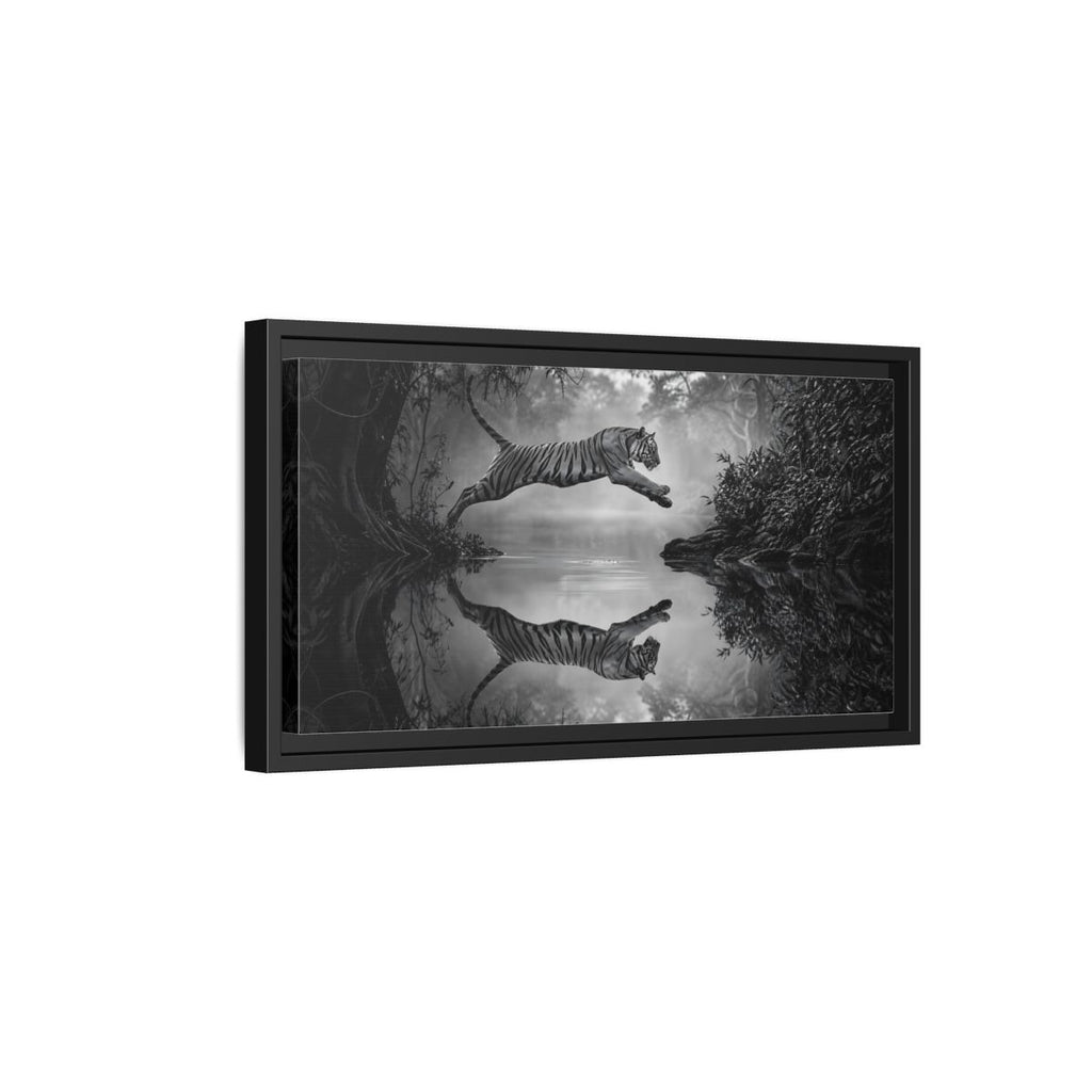 Side Mockup 8. Animals Tiger Monochrome Tiger shown as stretched canvas wall art