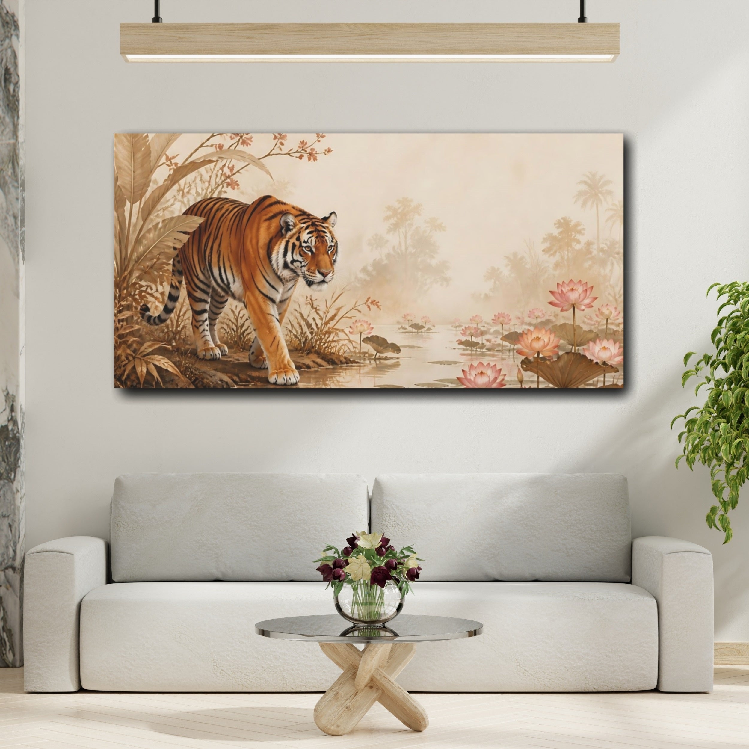 Mockup 2. Animals Tiger Tiger Jungle shown as stretched canvas wall art