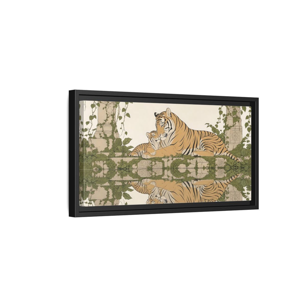 Side Mockup 8. Animals Tigers Green And Gold Tiger shown as stretched canvas wall art