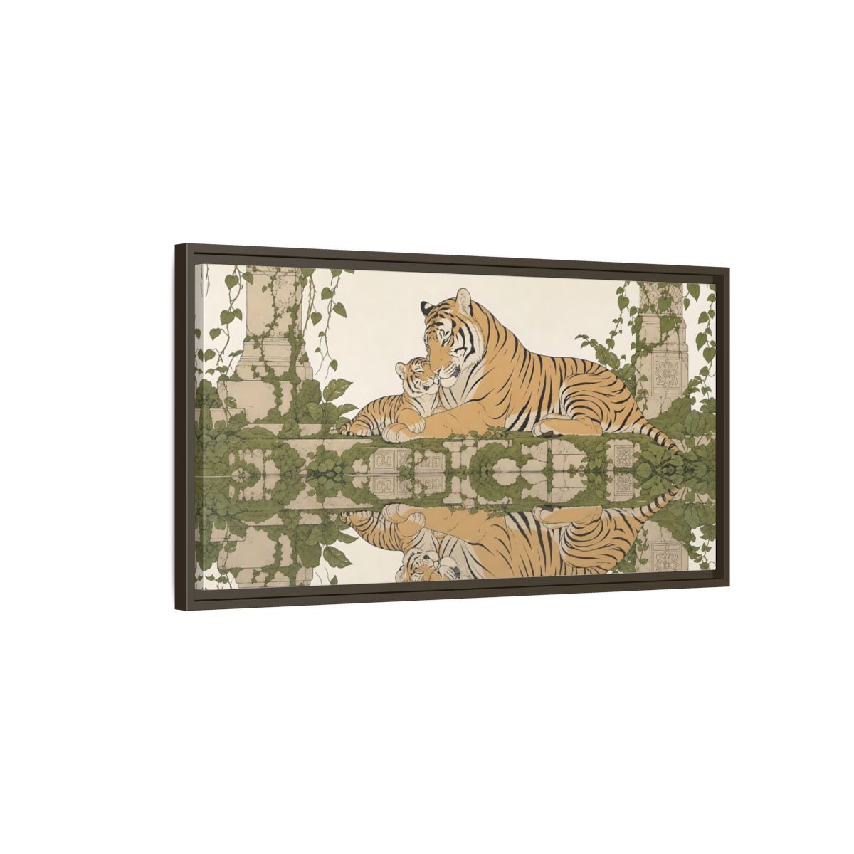 Main Mockup. Animals Tigers Green And Gold Tiger shown as stretched canvas wall art