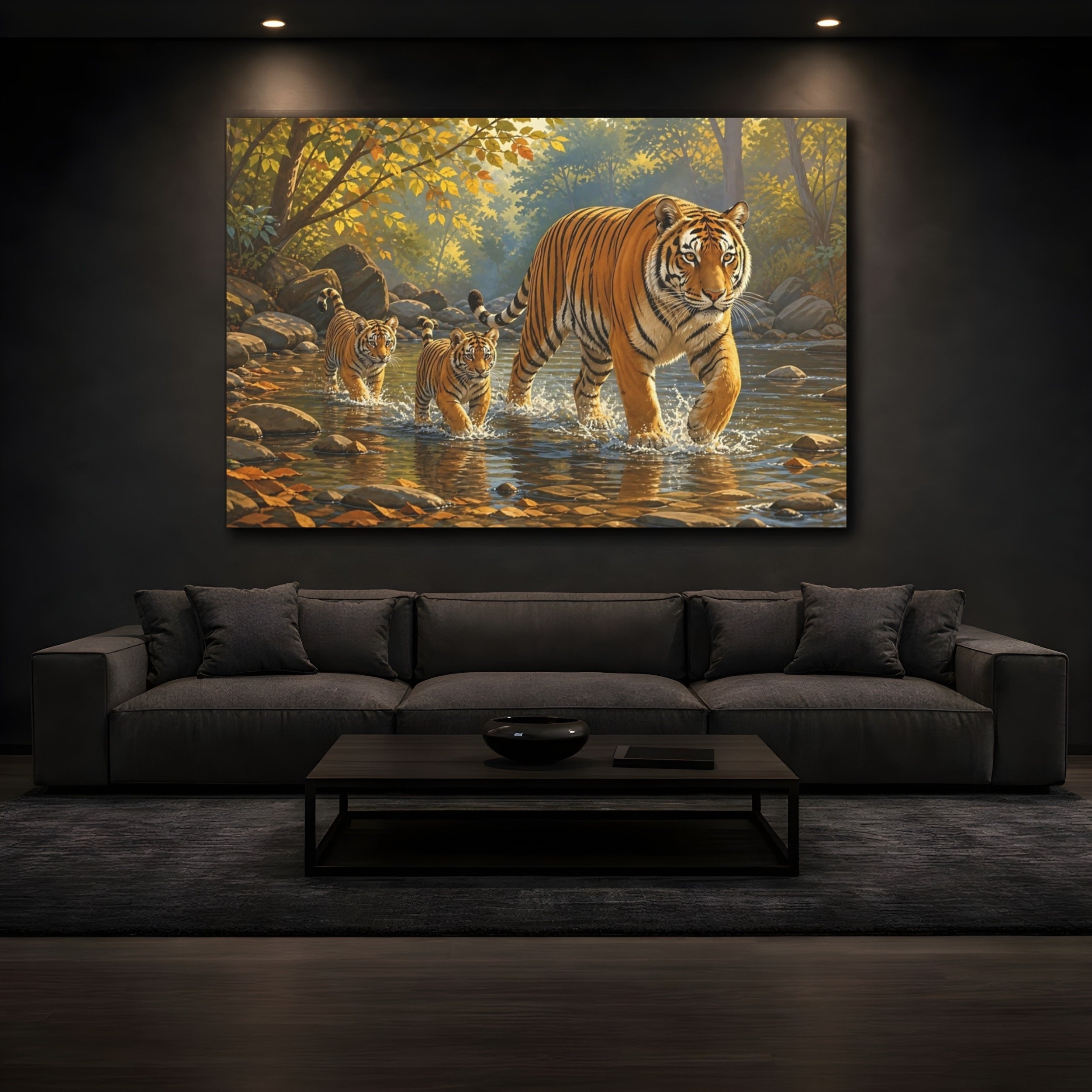 Mockup 3. Animals Tigers Tiger Family shown as canvas print