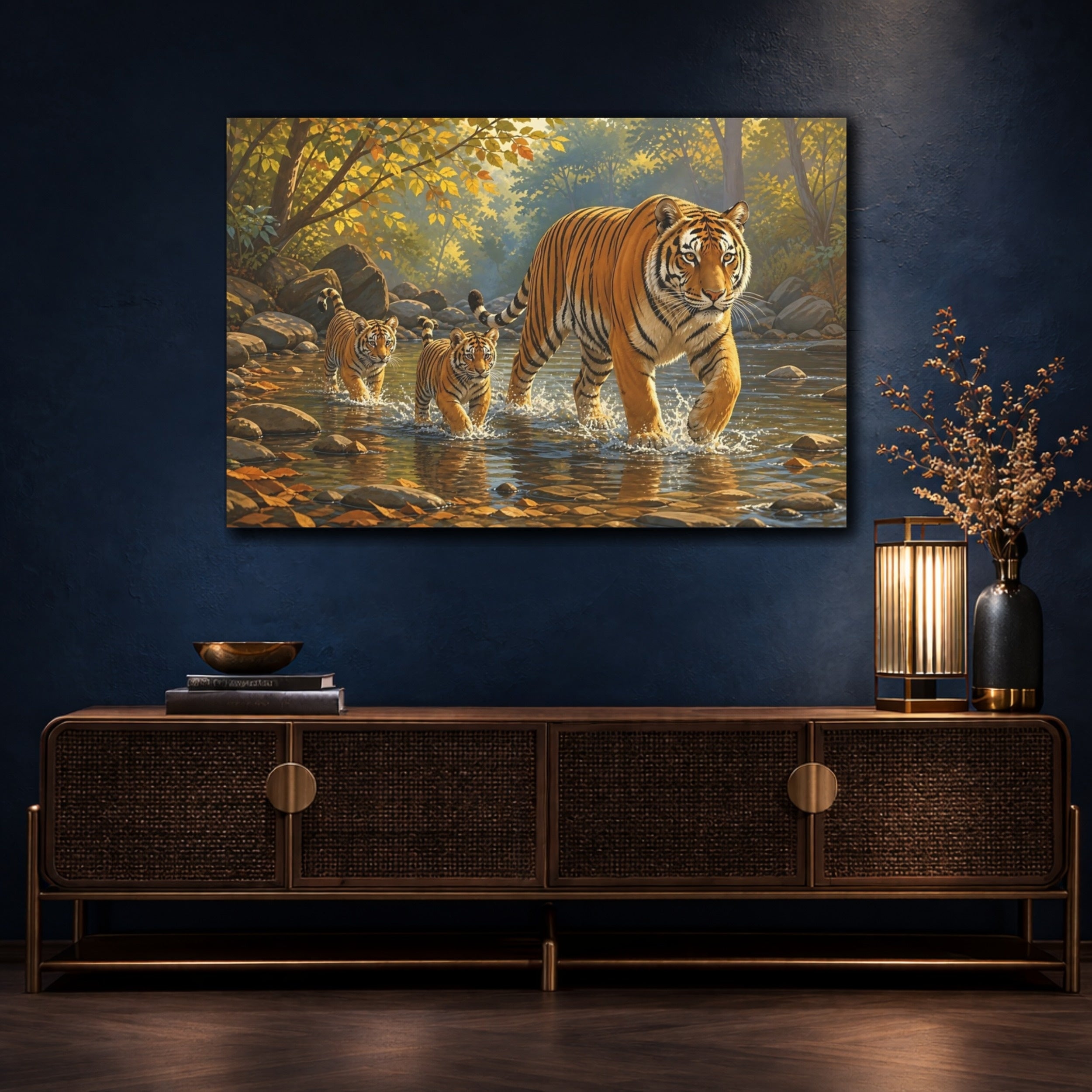 Mockup 4. Animals Tigers Tiger Family shown as canvas print