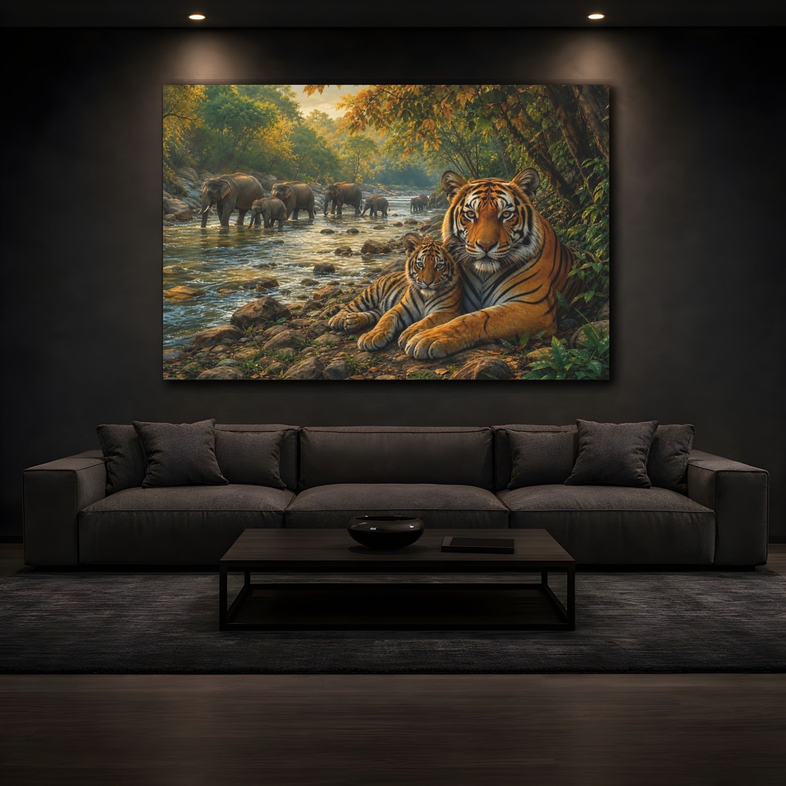 Mockup 3. Animals Tigers Wildlife Jungle Animals shown as canvas print