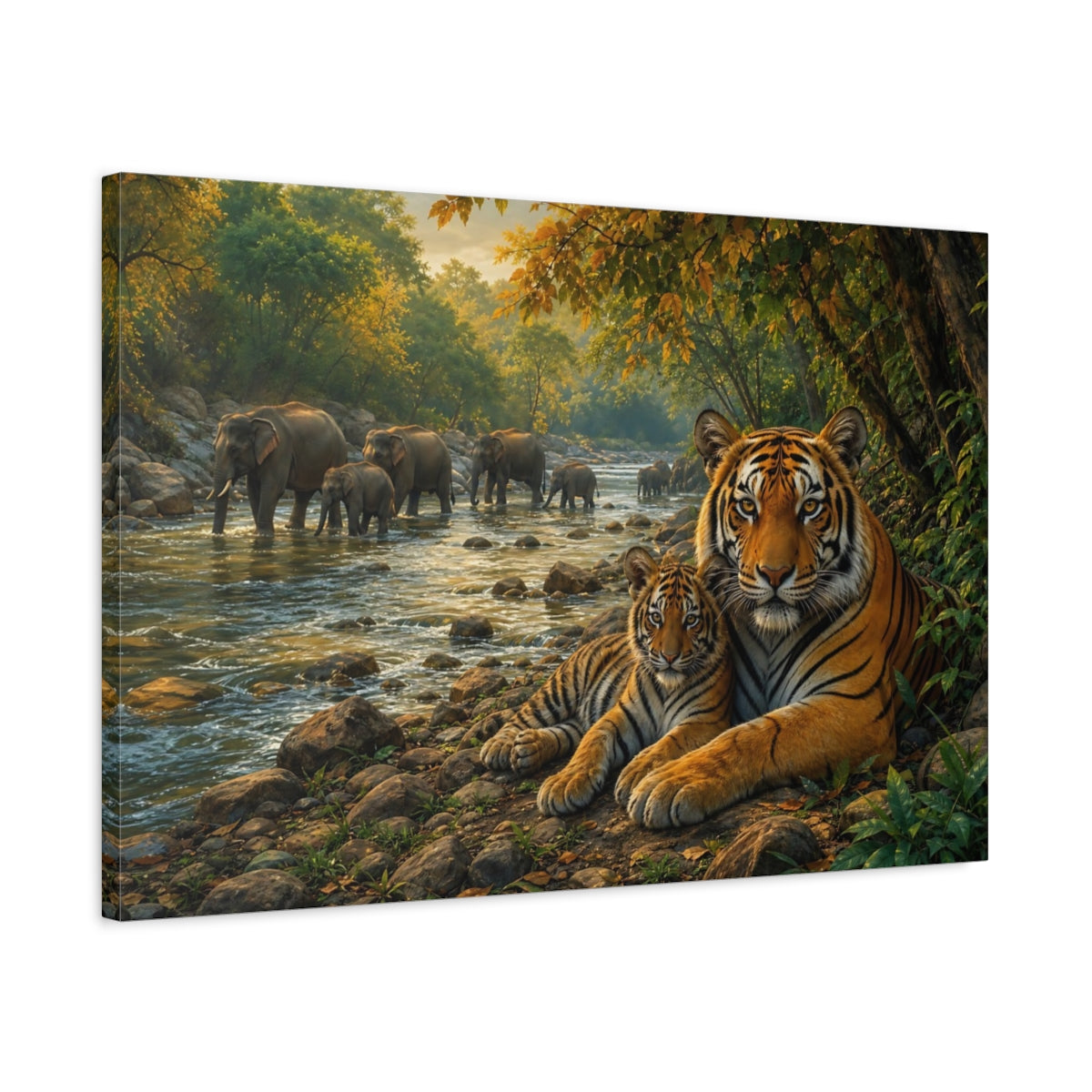 Side Mockup 2. Animals Tigers Wildlife Jungle Animals shown as canvas print