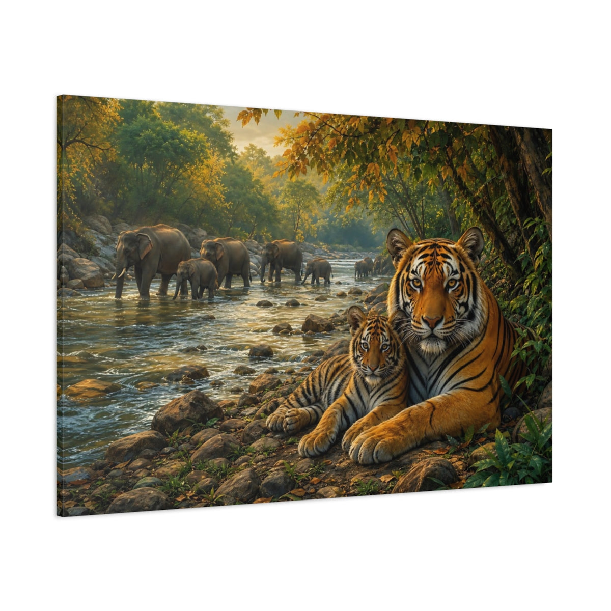 Side Mockup 1. Animals Tigers Wildlife Jungle Animals shown as canvas print