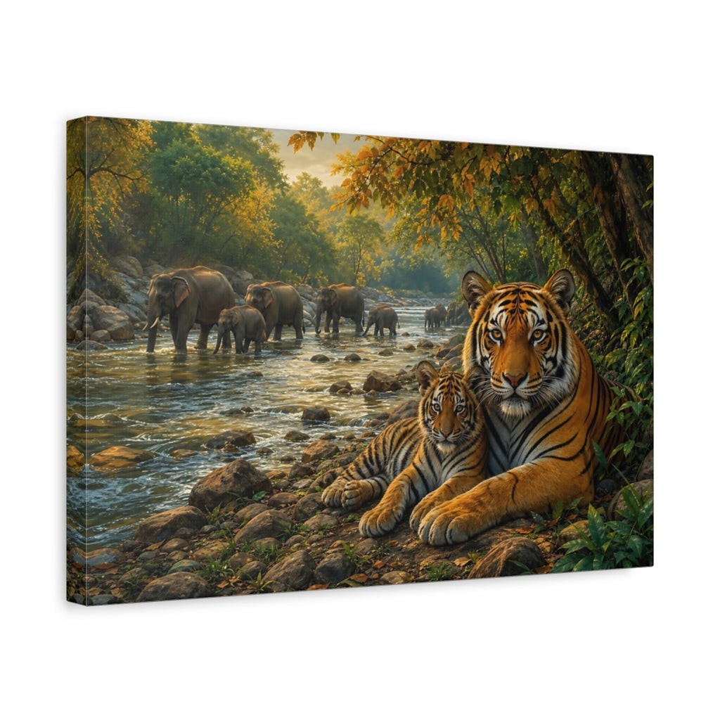 Side Mockup 4. Animals Tigers Wildlife Jungle Animals shown as canvas print