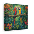 Side Mockup 2. Animals Two Macaws Tropical Macaw shown as stretched canvas wall art