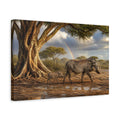 Side Mockup 4. Animals Warthogs African Warthogs Rainbow shown as canvas print
