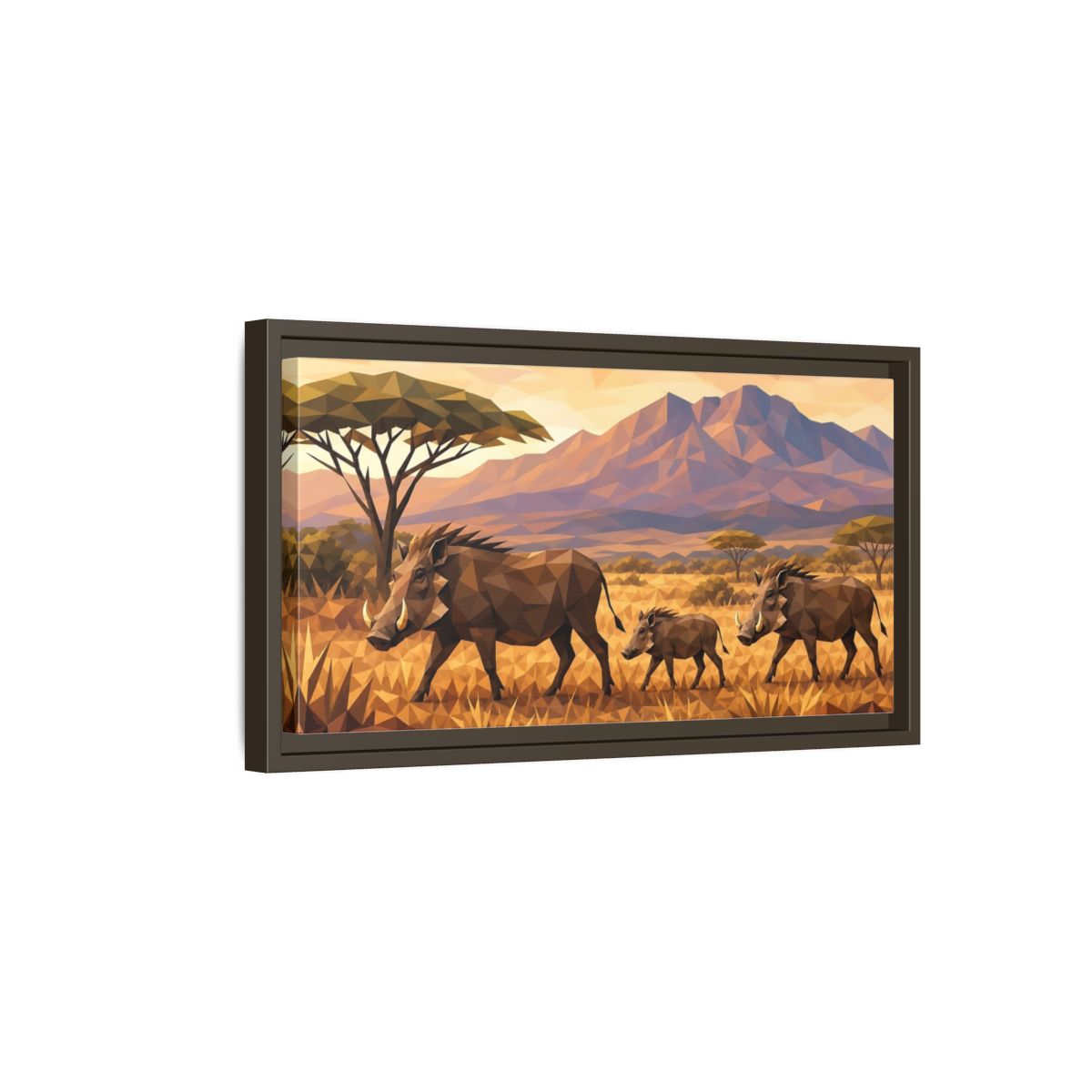 Side Mockup 7. Animals Warthogs Warthog Geometric shown as stretched canvas wall art