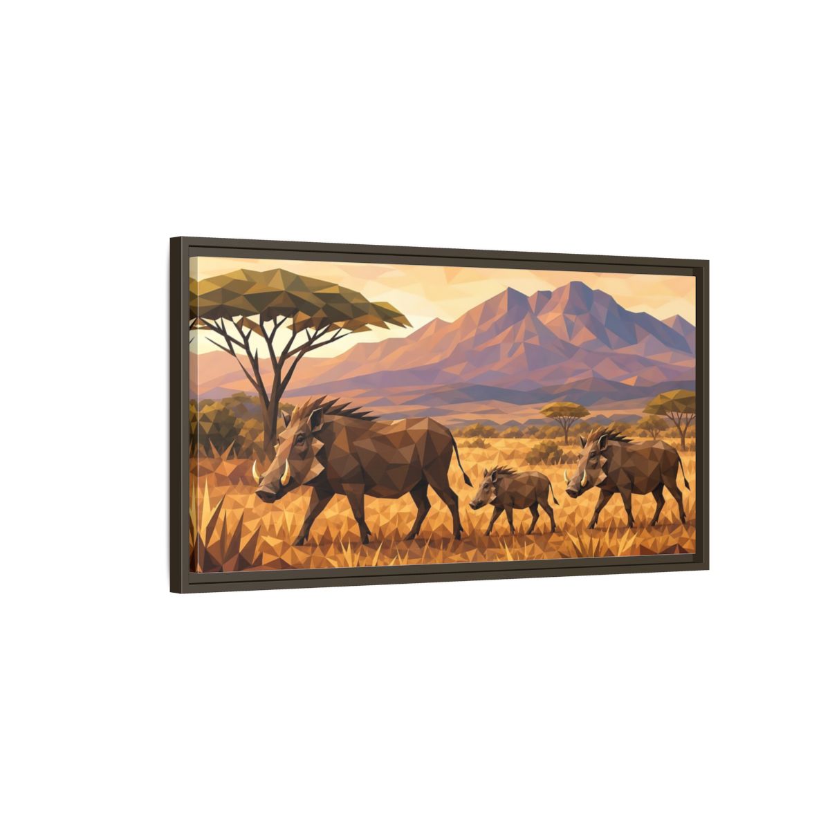 Main Mockup. Animals Warthogs Warthog Geometric shown as stretched canvas wall art