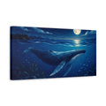 Side Mockup 3. Animals Whale Blue Whale shown as stretched canvas wall art