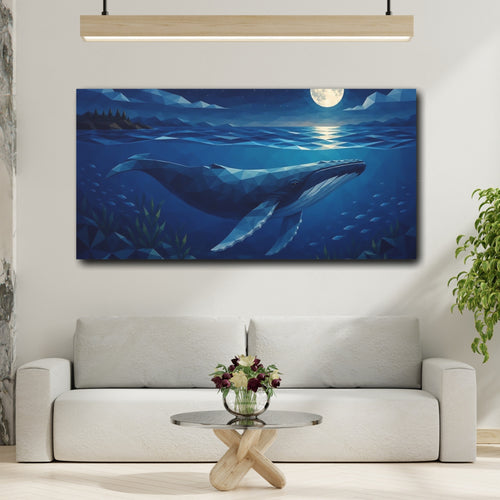 Mockup 2. Animals Whale Blue Whale shown as stretched canvas wall art